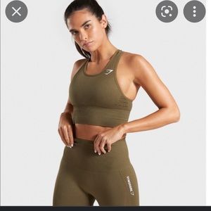Gymshark ORIGINAL energy seamless leggings and tank olive green set small